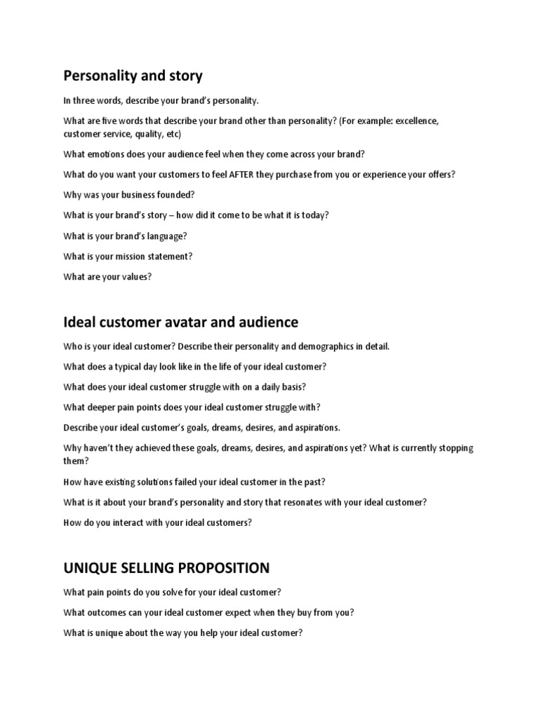 Branding Questionnaire PDF Brand Customer