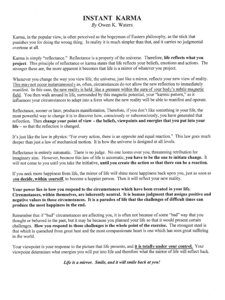 Waters, Owen K. - Instant Karma - Essay | PDF