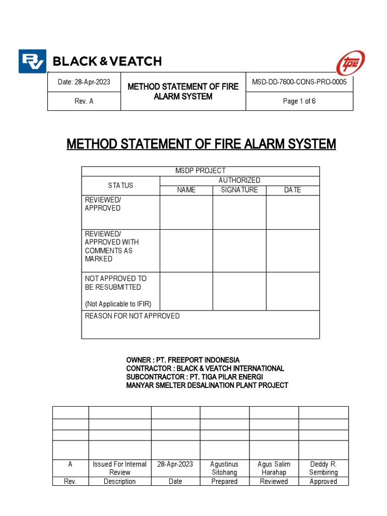Fire Alarm System Method Statement | PDF | Electrical Engineering ...