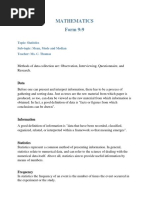 Notes - Mean Mode Median