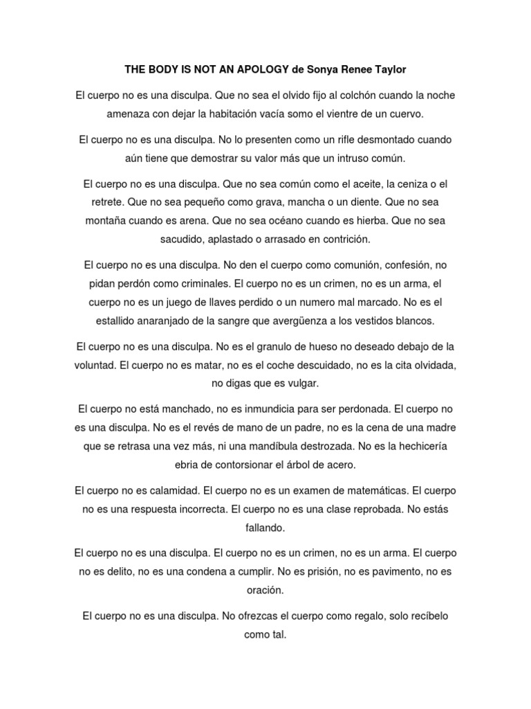 The body is not an apology de sonya renee taylor pdf