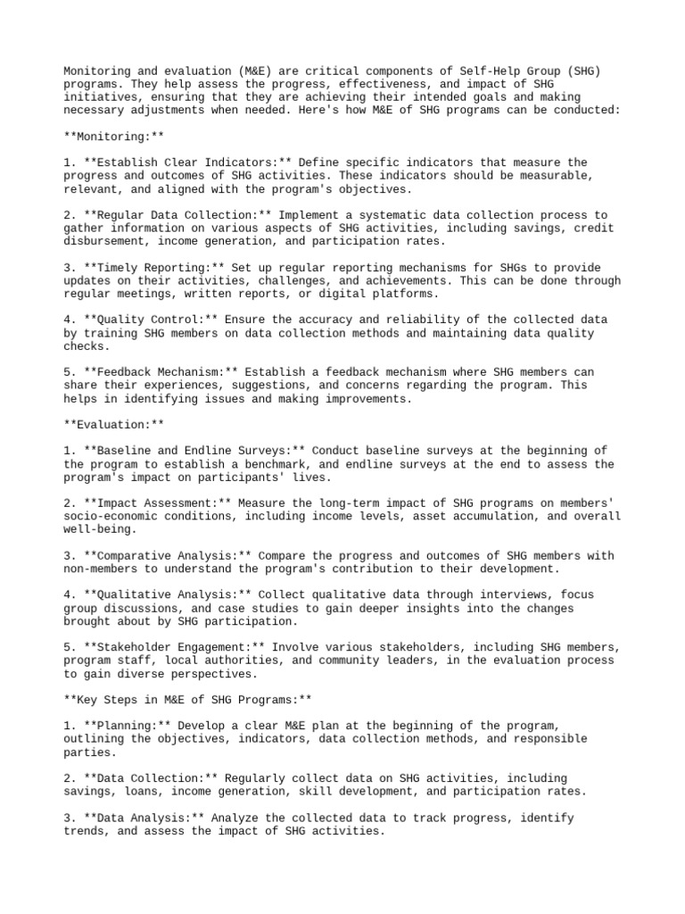 M E Strategies For Self Help Groups Pdf Monitoring And Evaluation