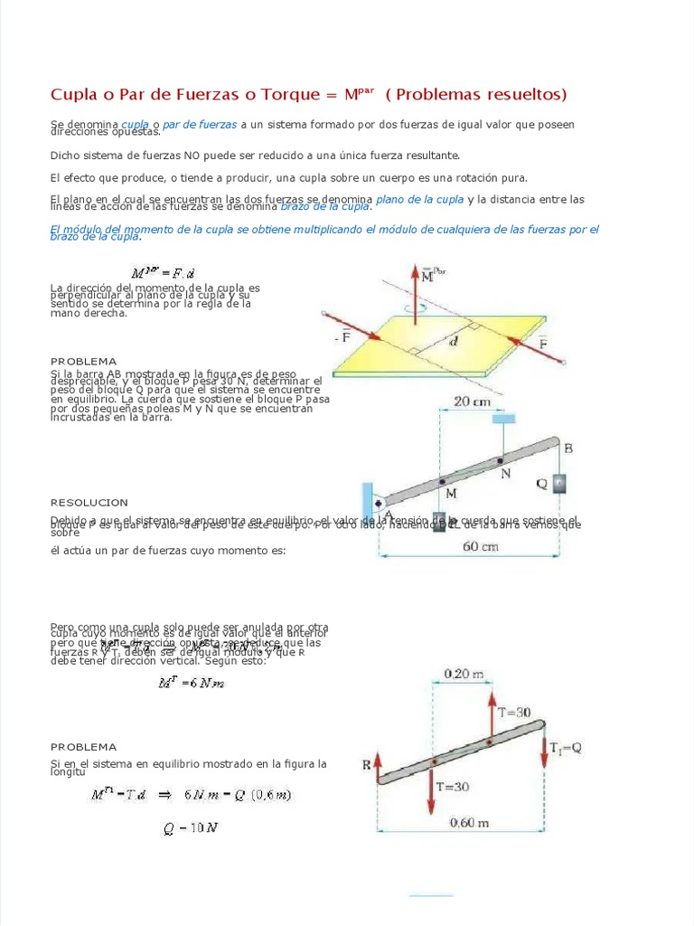 PDF Cupla o Par de Fuerzas o Torque | PDF | Esfuerzo de torsión ...