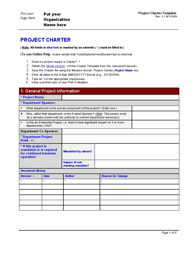4th Grade Project Charter Template | PDF | Risk | Backup