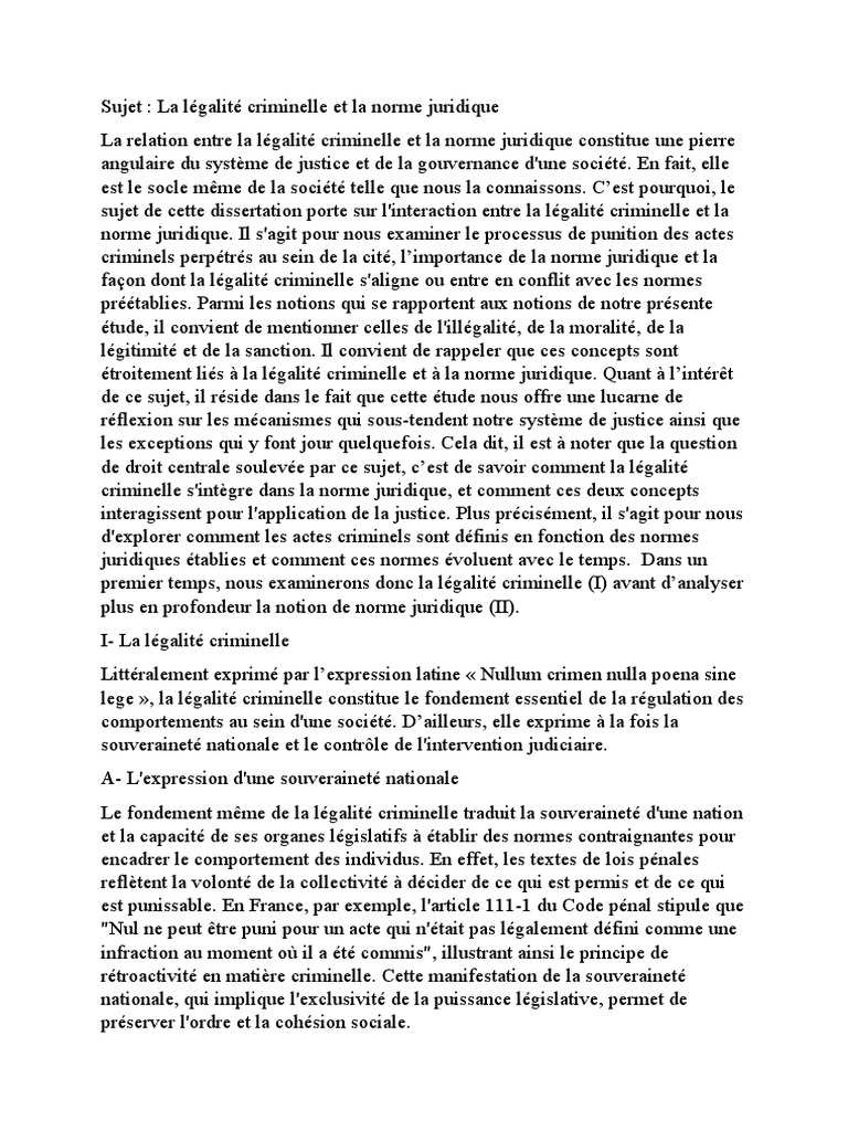 Légalité criminelle et norme juridique | PDF | Crimes | Crime et violence