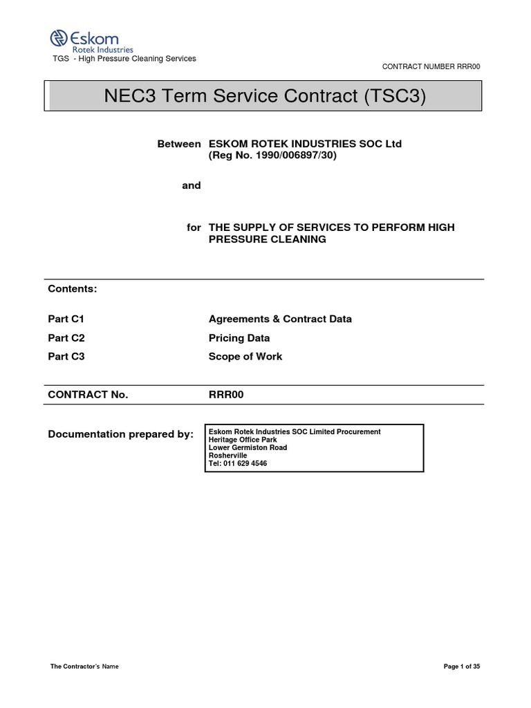 NEC TSC HIGH PRESSURE CLEANING SERVICES PDF Insurance Liability