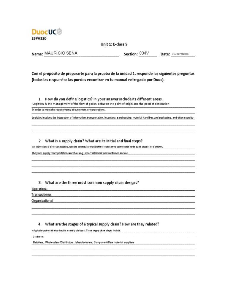 E class 5 unit 1 pdf supply chain logistics
