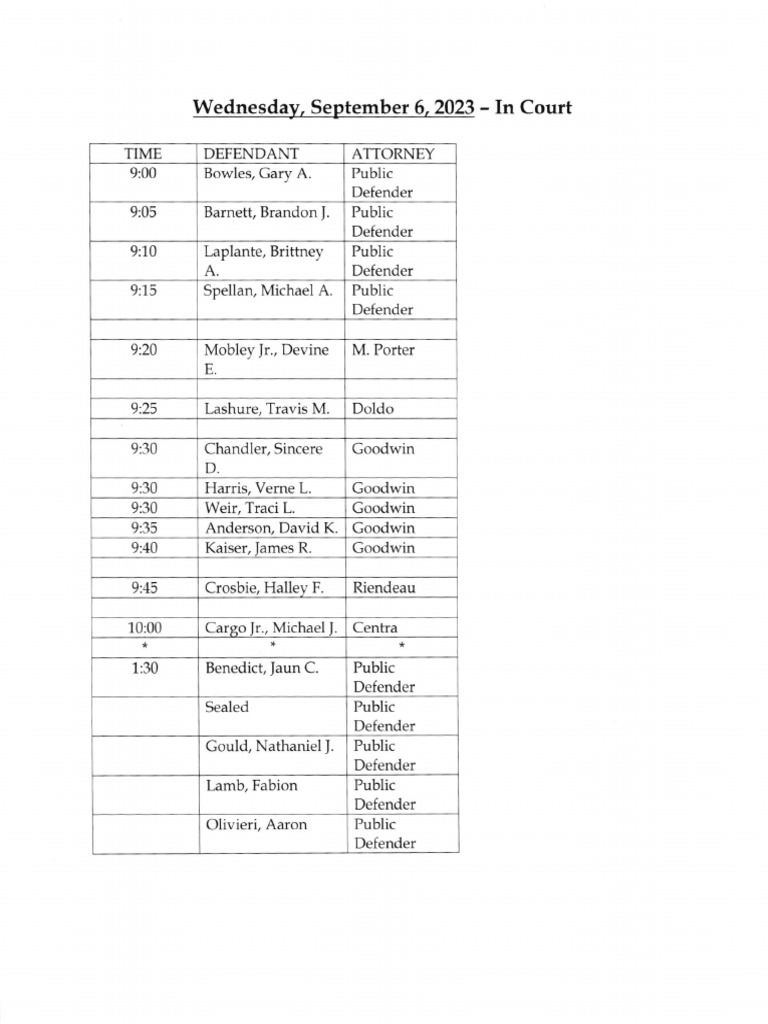 Jefferson County Court calendar Sept. 6, 2023 | PDF
