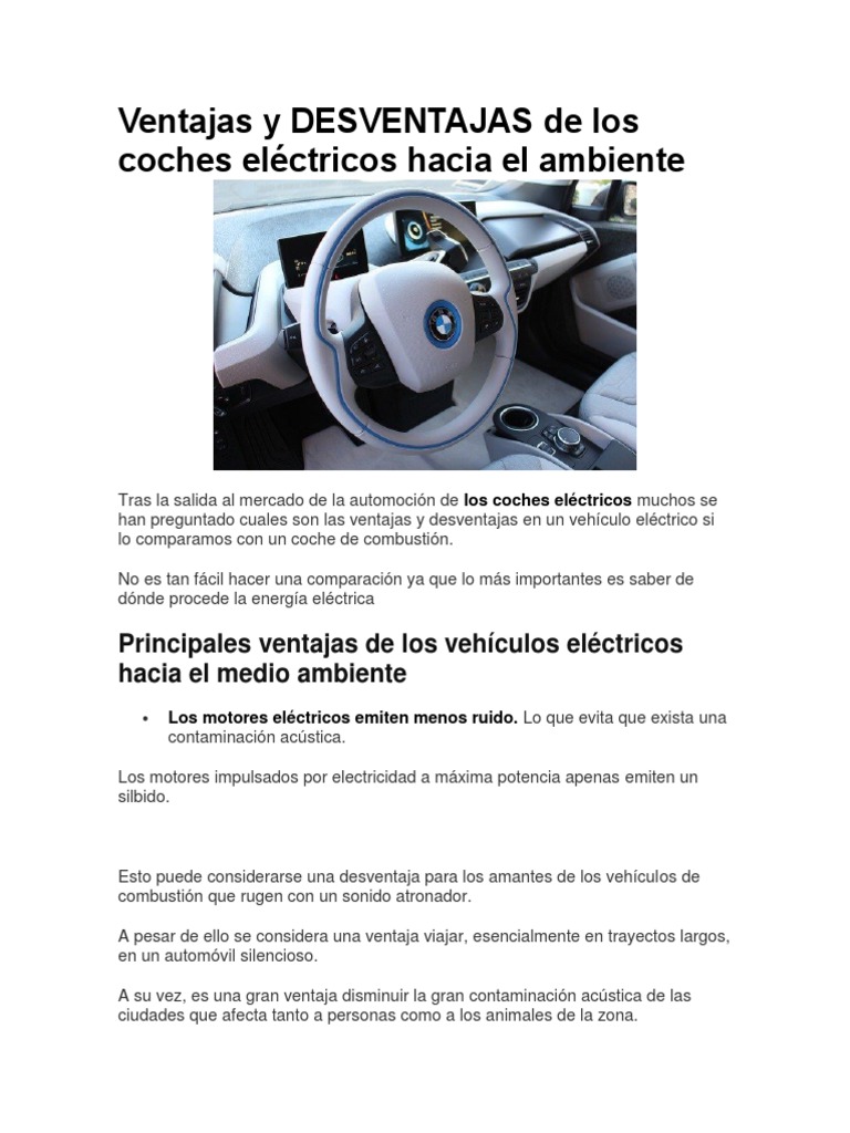 Ventajas Y Desventajas De Los Coches Eléctricos Hacia El Ambiente Pdf