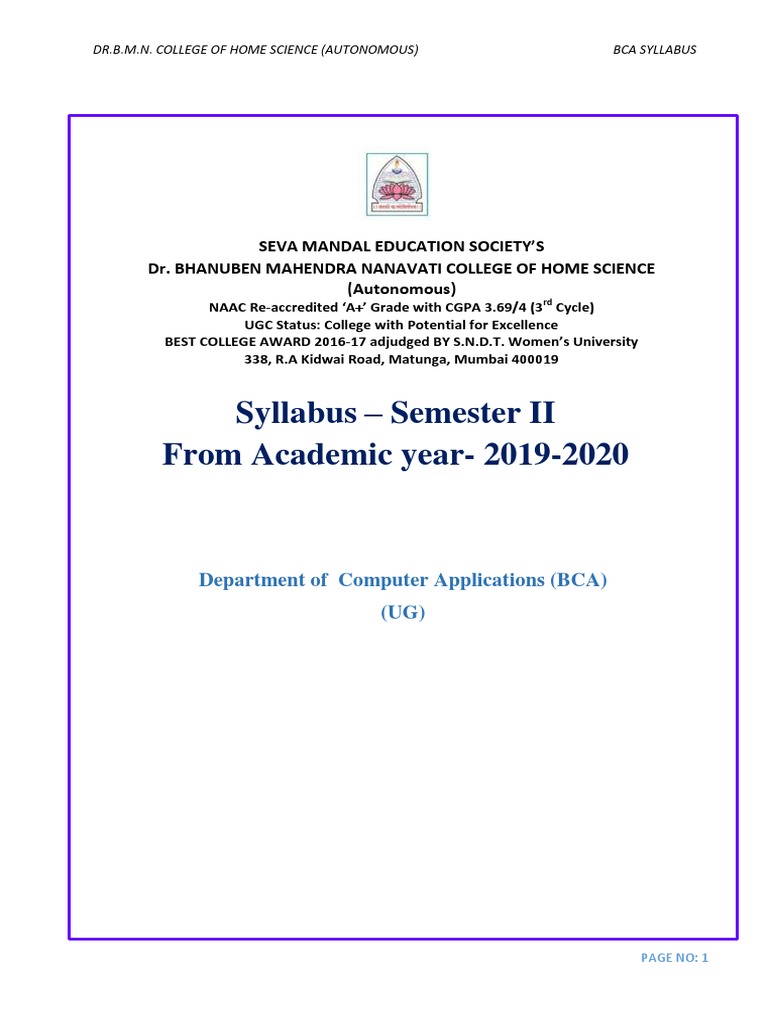 BCA Semester II Syllabus Overview | PDF | Function (Mathematics ...