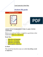 Adjective Worksheet For Class 5