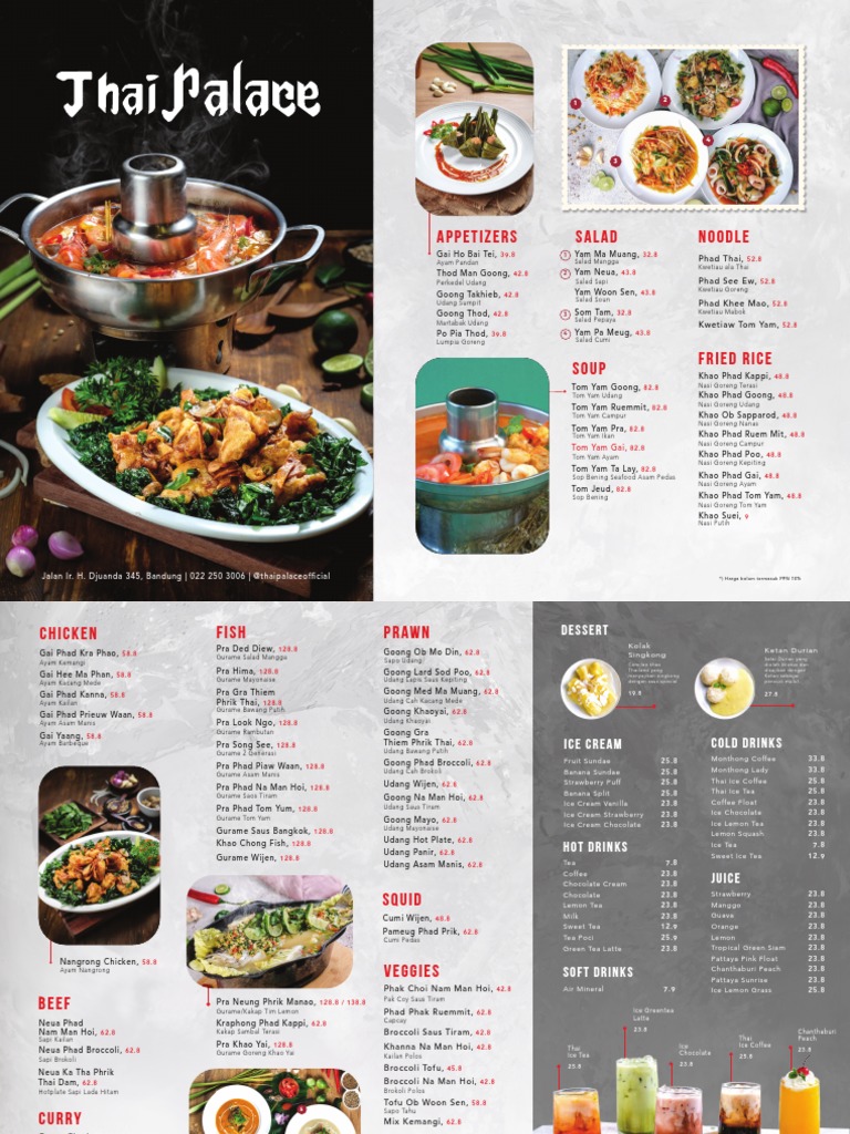Thai palace menu discount