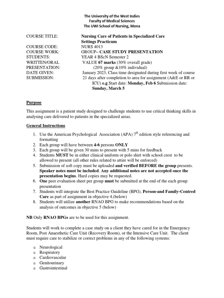 Case Study Course Assignment - 2023 | PDF | Patient | Evidence Based ...