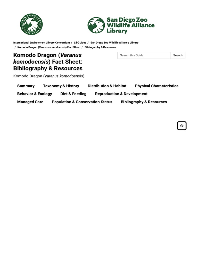 Bibliography & Resources - Komodo Dragon (Varanus Komodoensis) Fact