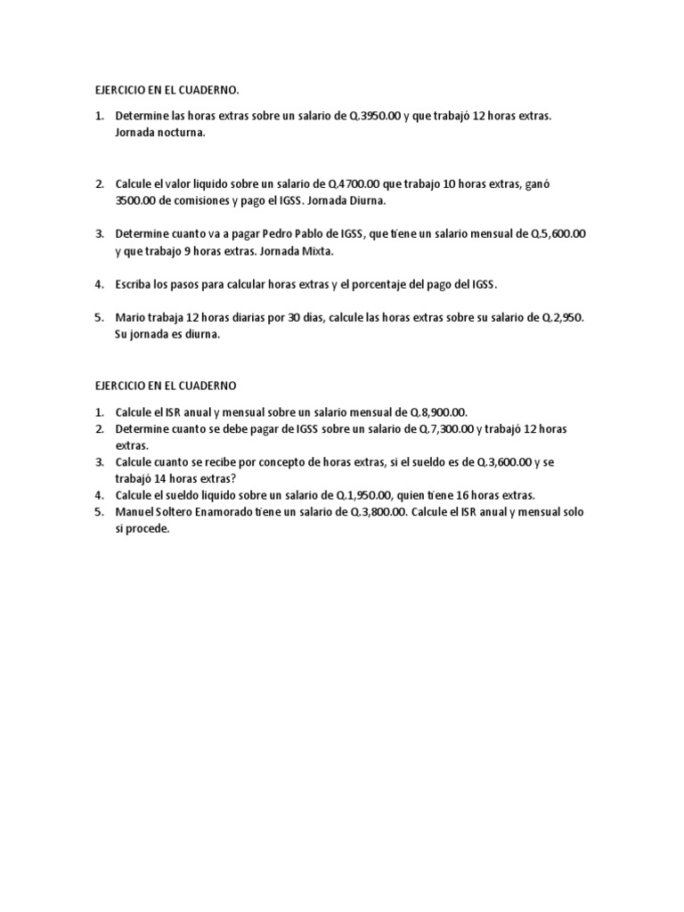 Cálculo de ISR y Horas Extras | PDF