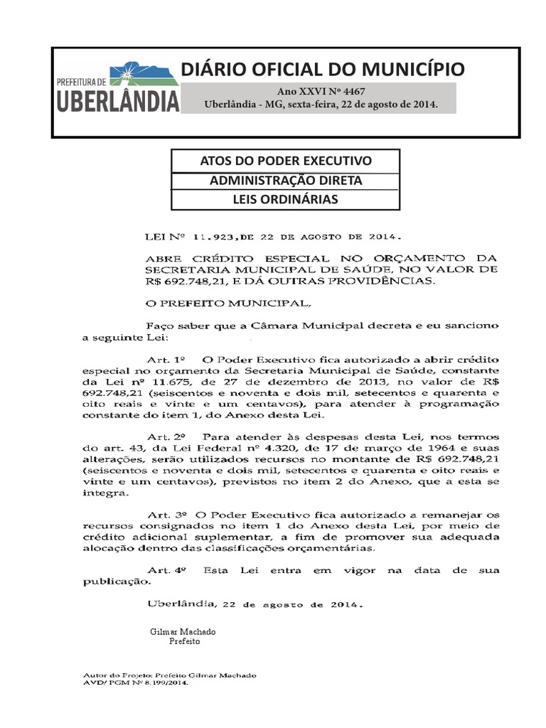 Diário Oficial Do Município: Atos Do Poder Executivo Administração ...