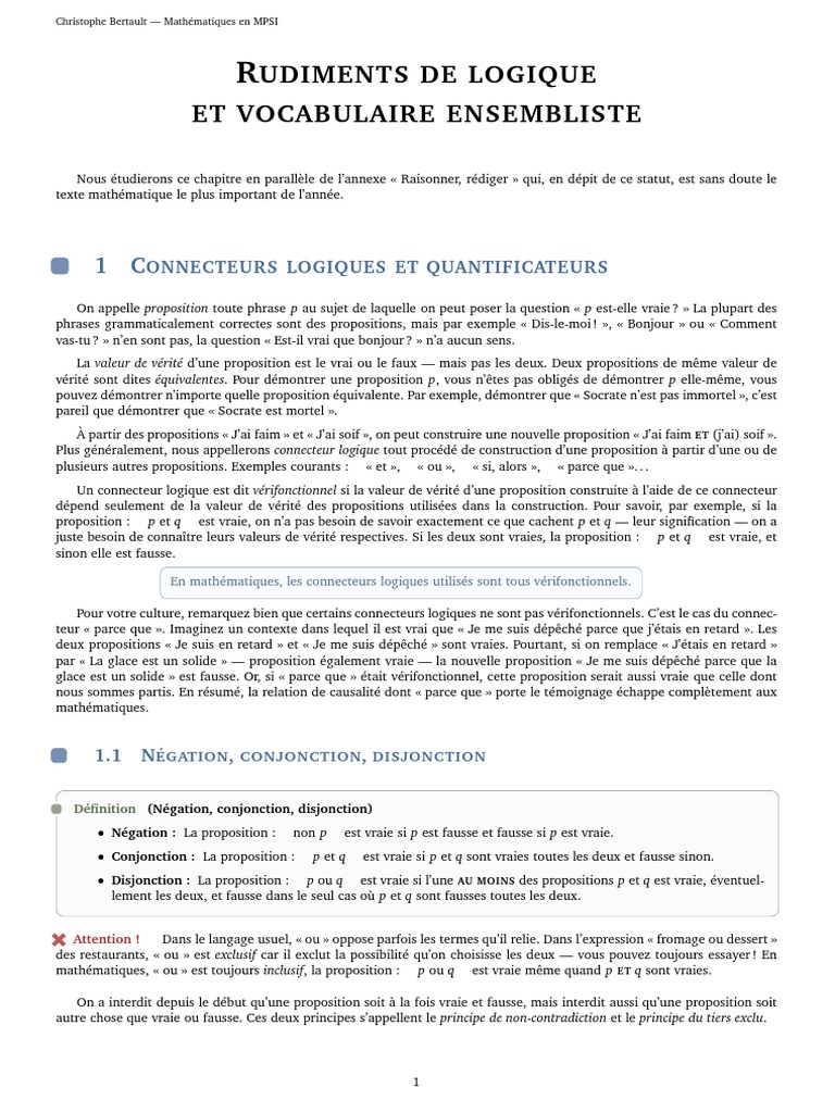 Logique et Connecteurs en Mathématiques | PDF | Vérité | Logique ...
