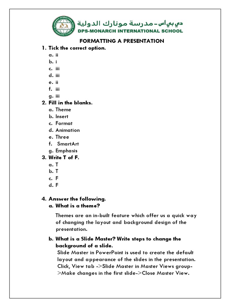 Formatting A Presentation | PDF | Business | Computers