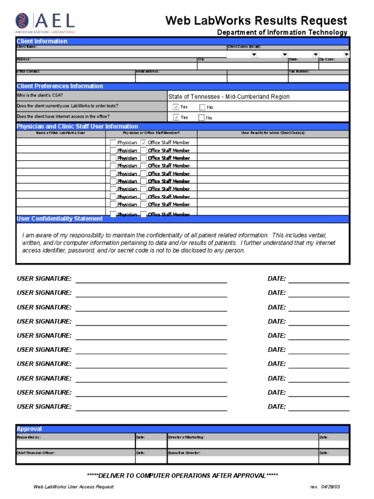 Ael request form pdf user computing confidentiality