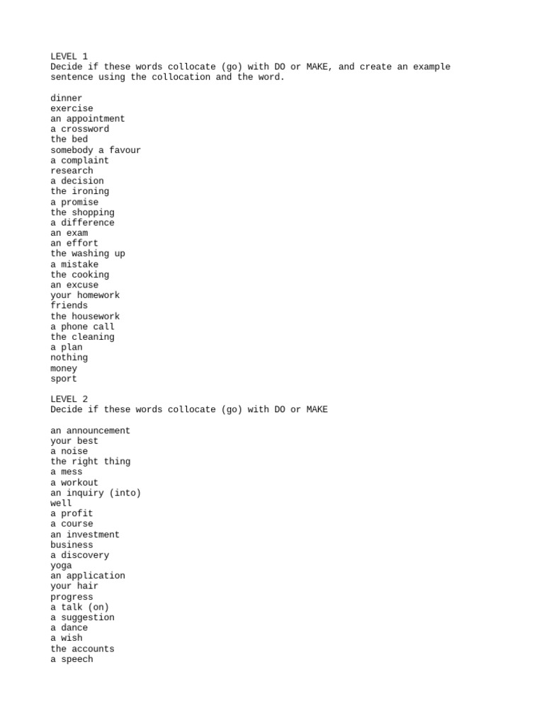Collocations do or make pdf