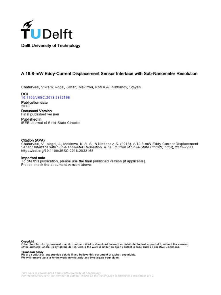 A 19.8 MW Eddy Current Displacement Sensor Interface With Sub Nanometer ...
