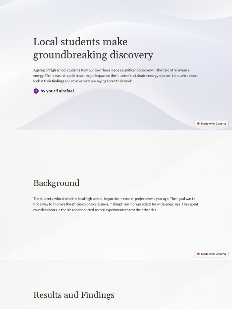 Local Students Make Groundbreaking Discovery | PDF | Photovoltaics