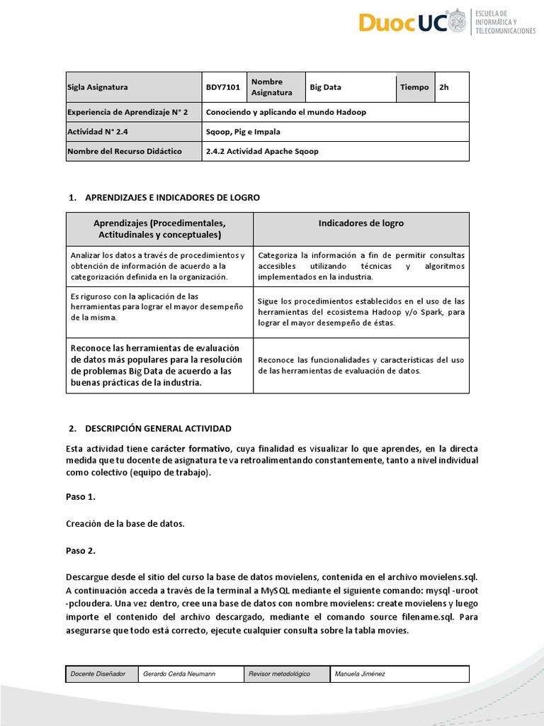 Introducción a Apache Sqoop | PDF | Bases de datos | Evaluación