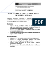 COMUNICADO #004-2022 Solicitud de Acceso Al Aplicativo Mi Boleta de Pago