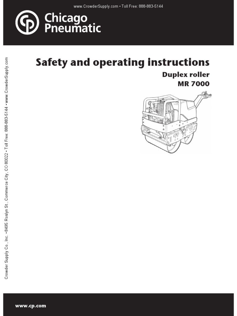MR 7000 Double Drum Roller Safety & Op Instructions PDF Hazards