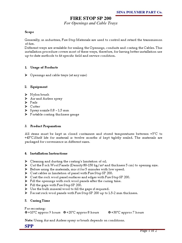SP 200 Application Procedure | PDF | Materials | Building Engineering