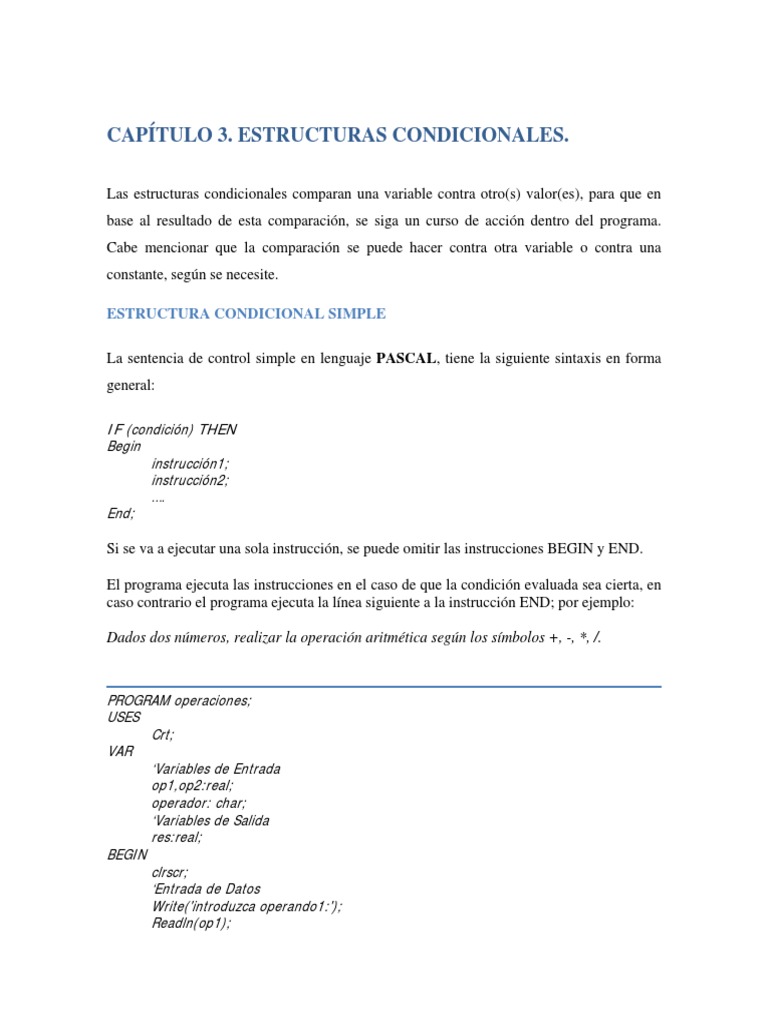 Capítulo III Estructura Condicional | PDF | Desarrollo de software ...
