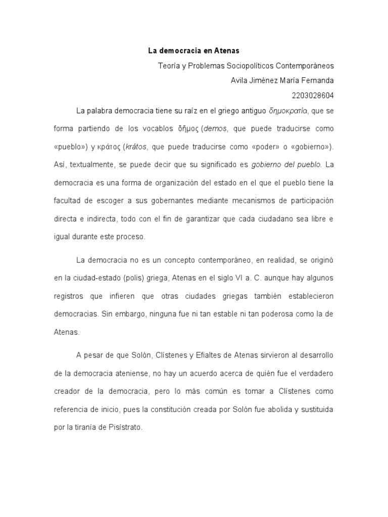 La Democracia en Atenas | PDF | Democracia | Ideologías políticas