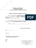 CS Form No. 4 Certification of Assumption To Duty