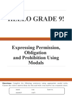 G9-Q1-w1 Expressing Permission, Obligation and Prohibition Using Modals