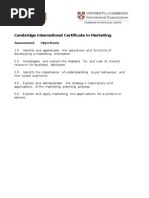 Cambridge International Certificate in Marketing: Assessment Objectives