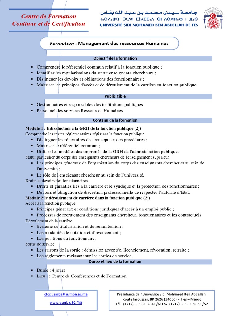 Formation en Management des RH publiques | PDF | Enseignants | Gestion ...