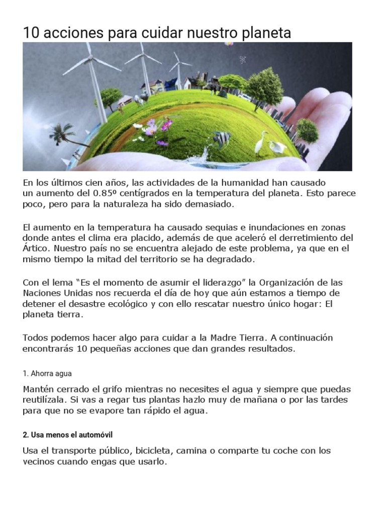 10 Años Para Restaurar El Planeta. 10 Acciones Que Cuentan. – CJQPAY