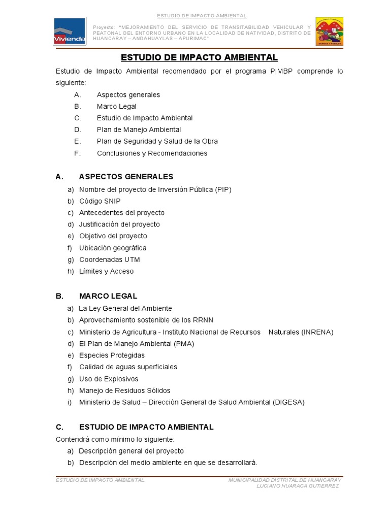 Estudio de Impacto Ambiental en Natividad | PDF | Entorno natural ...
