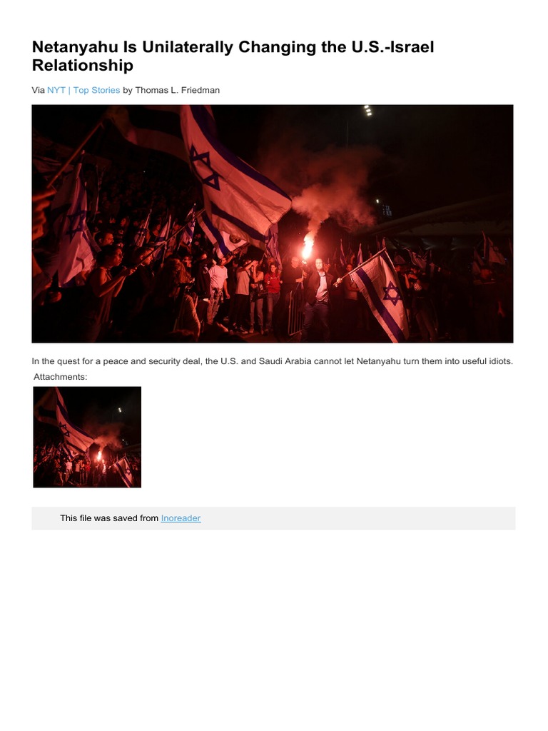 Netanyahu Is Unilaterally Changing The U.S.-Israel Relationship