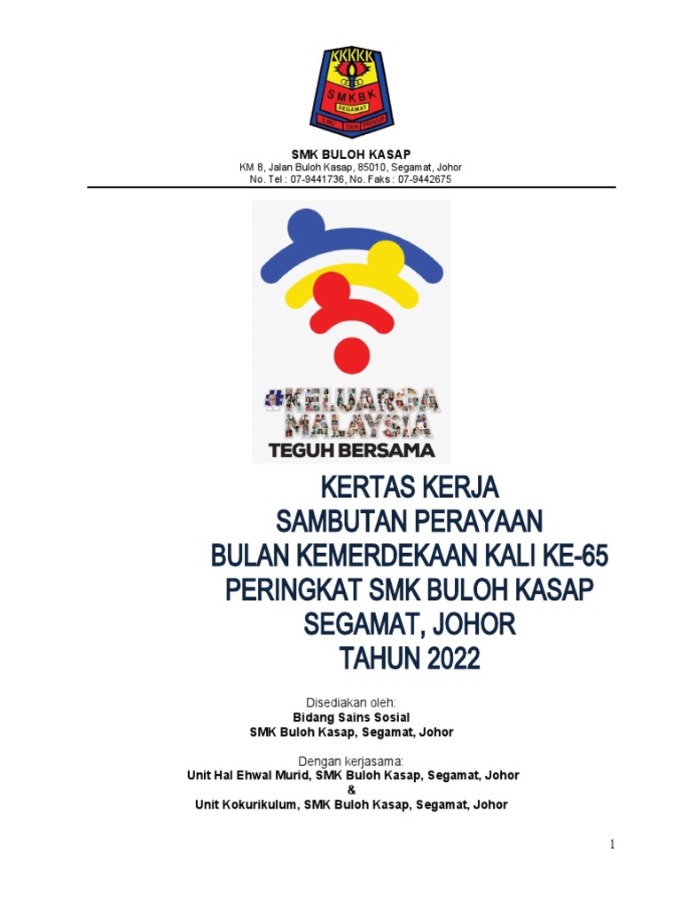 Kertas Kerja Sambutan Bulan Kemerdekaan SMKBK 2022 | PDF