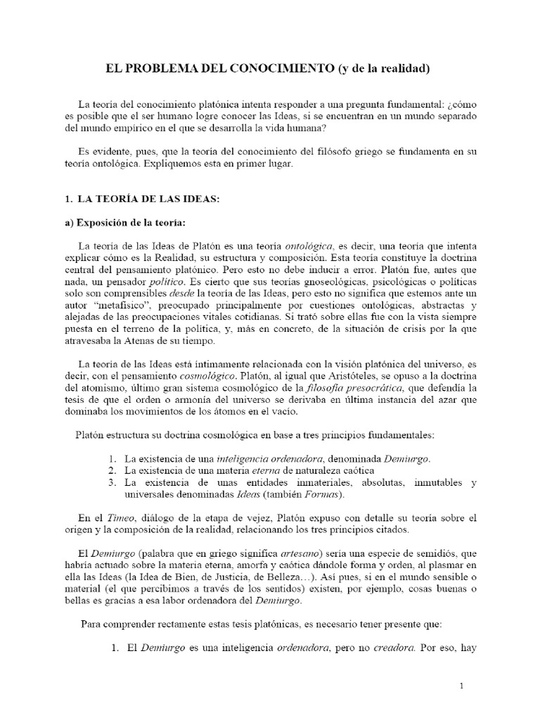 EL PROBLEMA DEL CONOCIMIENTO (Y de La Realidad) - PDF Descargar Libre | PDF