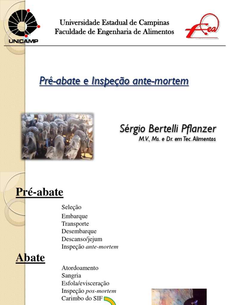 Inspeção Ante-Mortem no Abate de Animais | PDF | Matadouro | Medicina ...