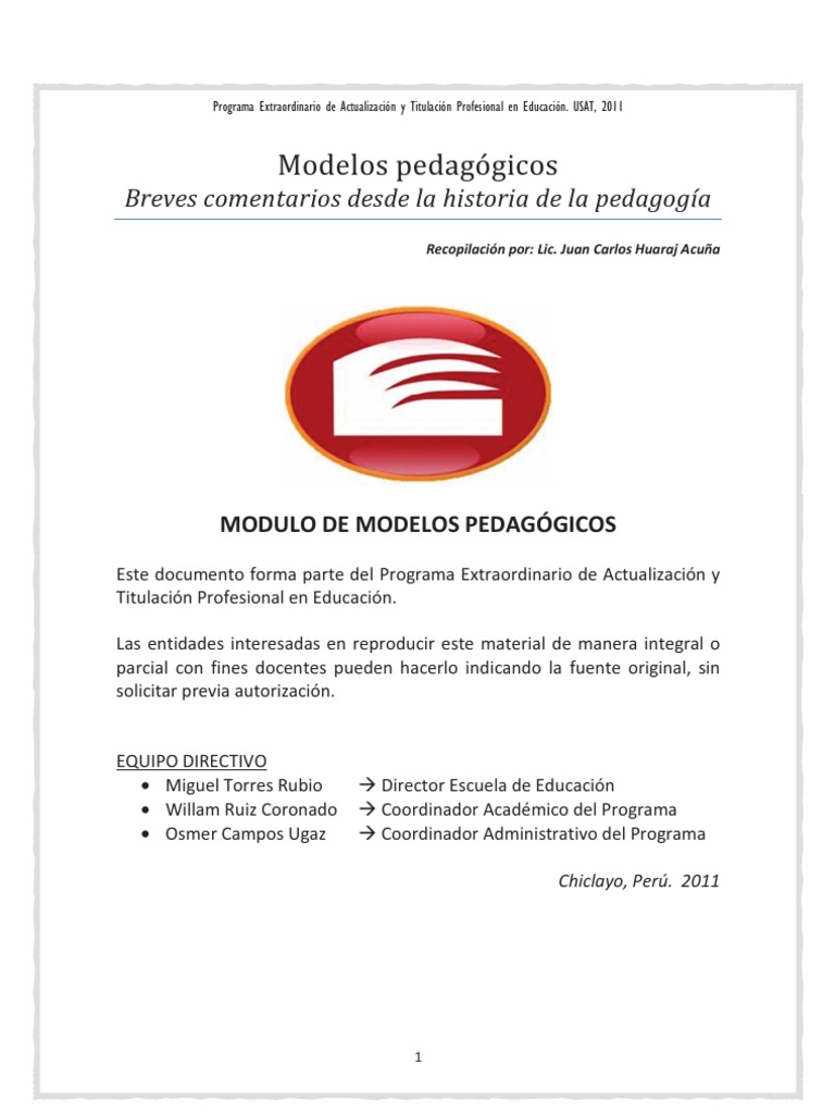USAT 2011 Septa Modelos Pedagógicos 2011 | PDF | Constructivismo ...