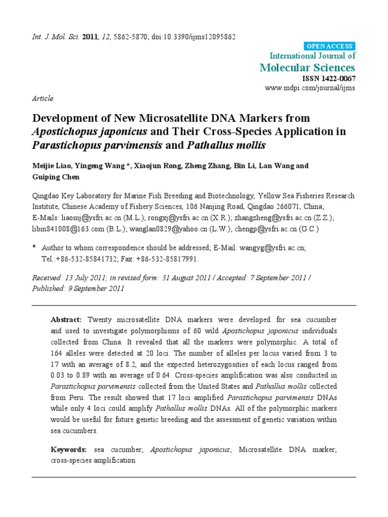 Development of New Microsatellite DNA Markers From | PDF | Polymerase ...