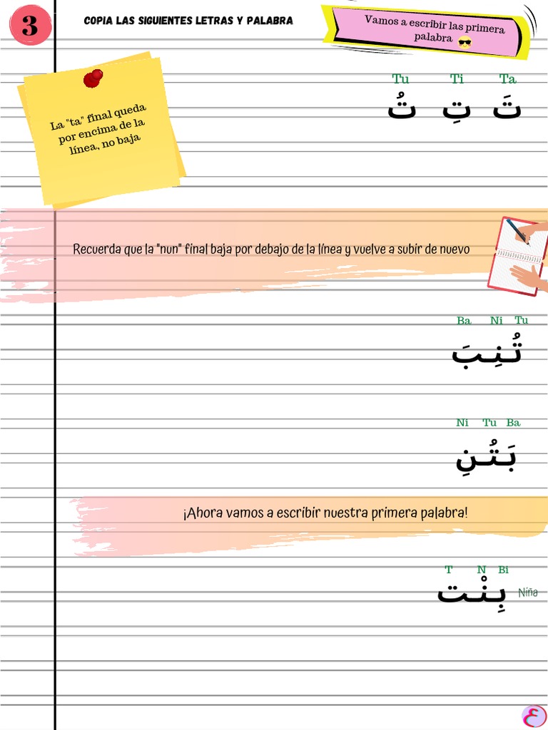 Escritura de Letras y Palabras en Árabe | PDF