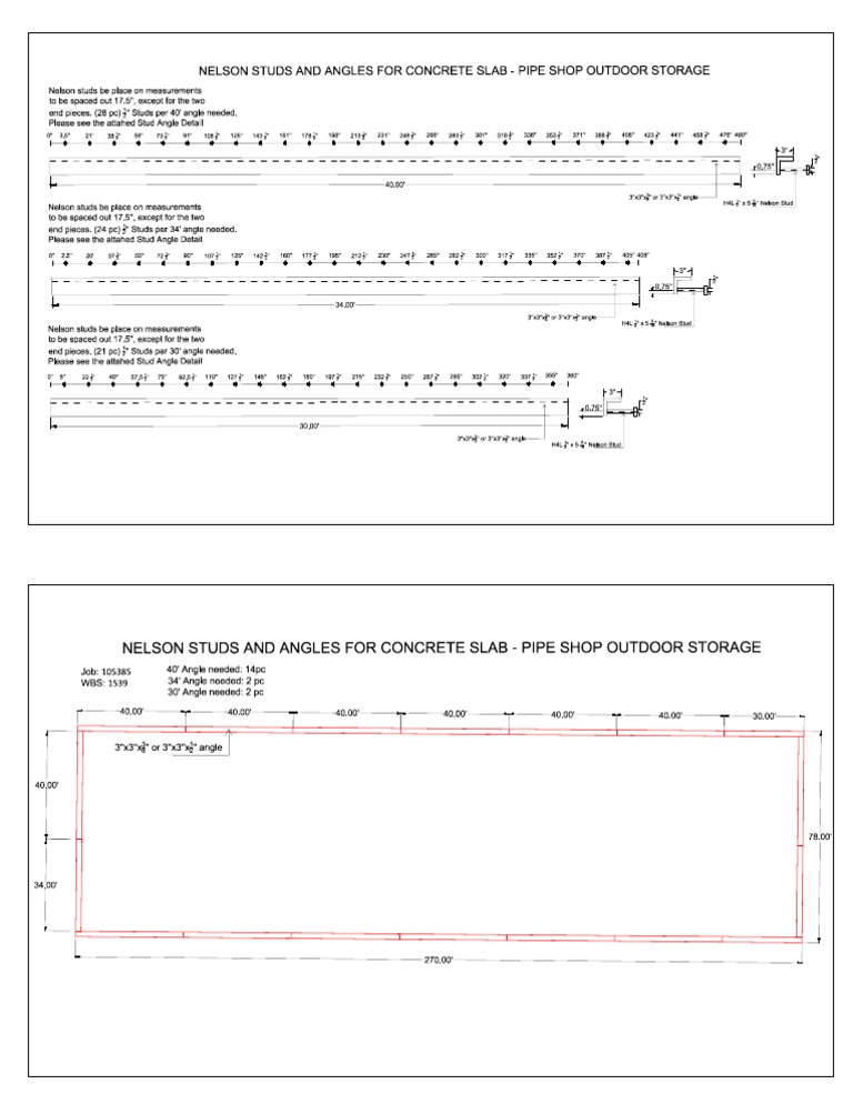Nelson Studs and Angles For Concrete Slab Pipe Shop Outdoor Storage