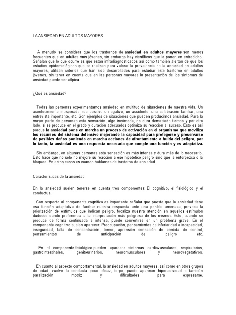 Ansiedad en Adultos Mayores | PDF | Ansiedad | Trastorno de ansiedad