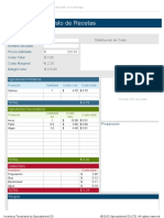 Planilla de Excel Calculadora de Costo de Recetas