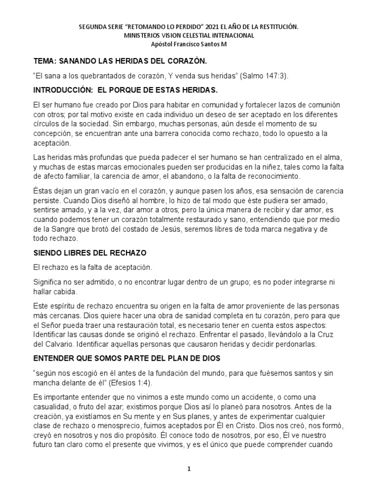 Sanando las Heridas del Corazón | PDF | Amor | Cristo (título)