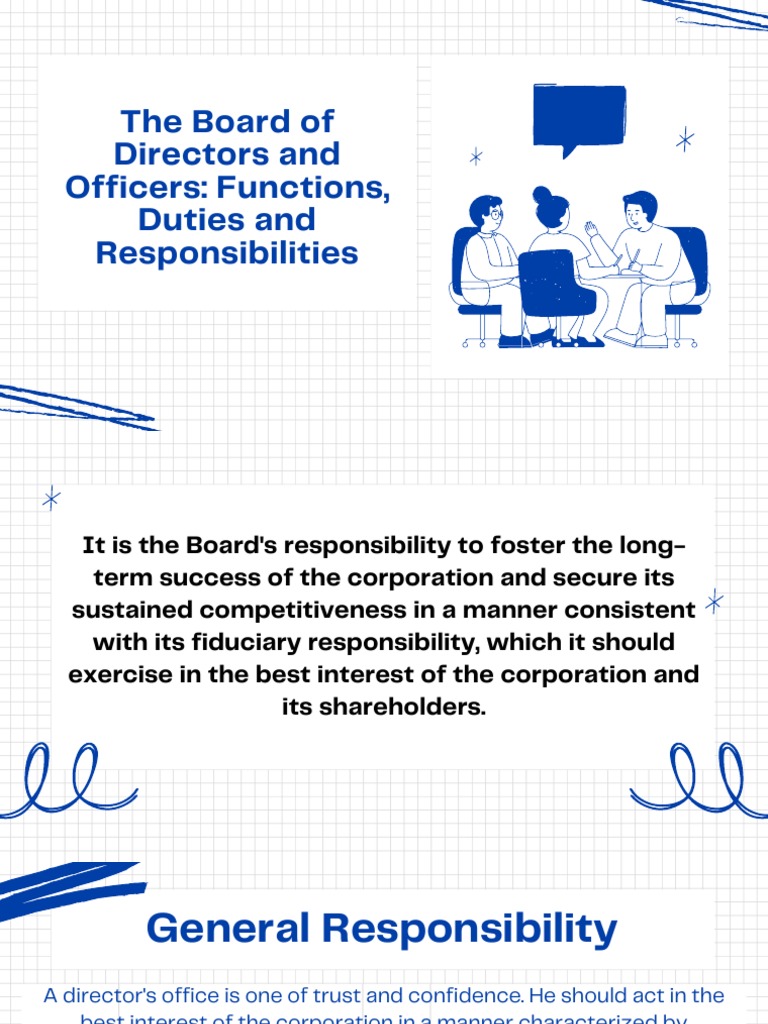 The Board Of Directors And Officers Functions Duties And